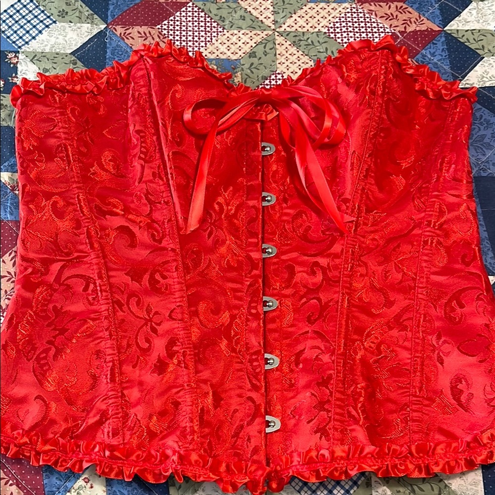 Elegant Red Satin Corset
